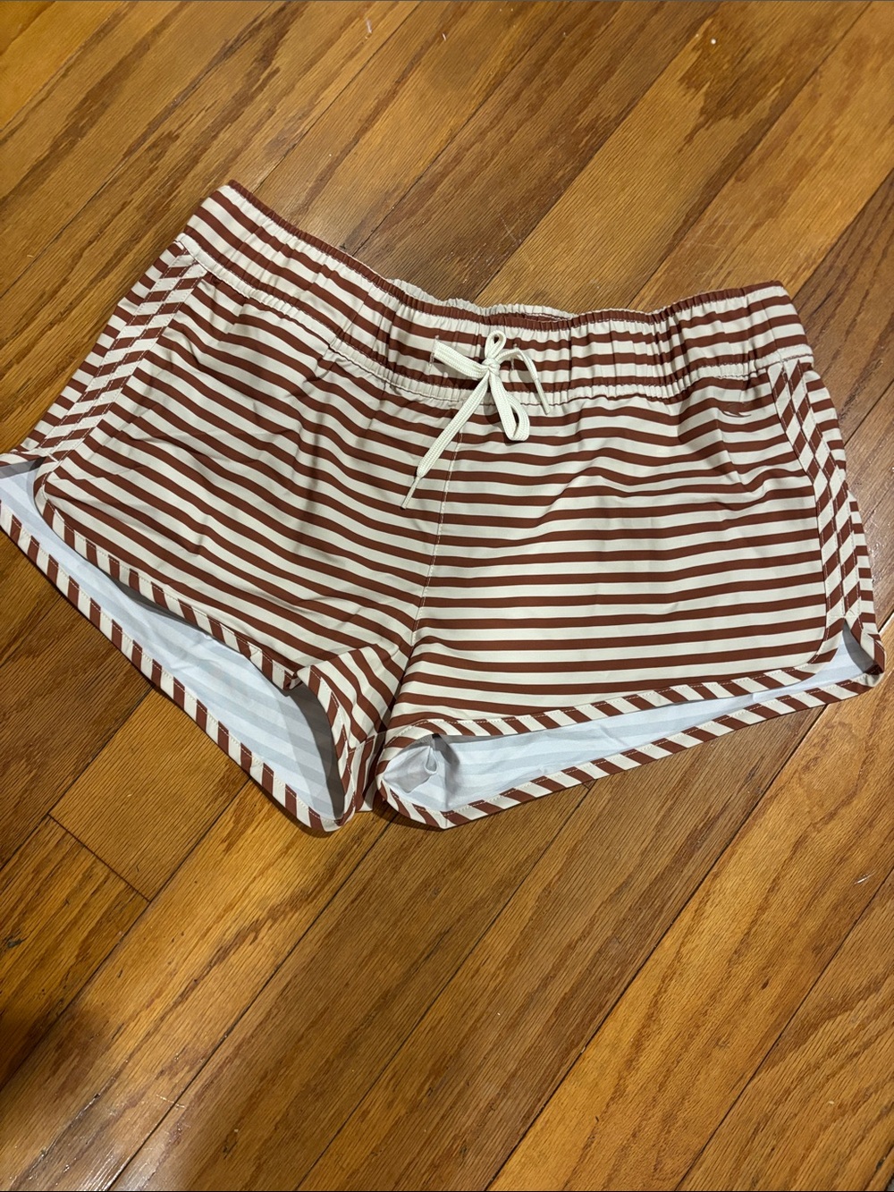 Oneill Striped drawstring Women’s board Shorts - Cream & Brown